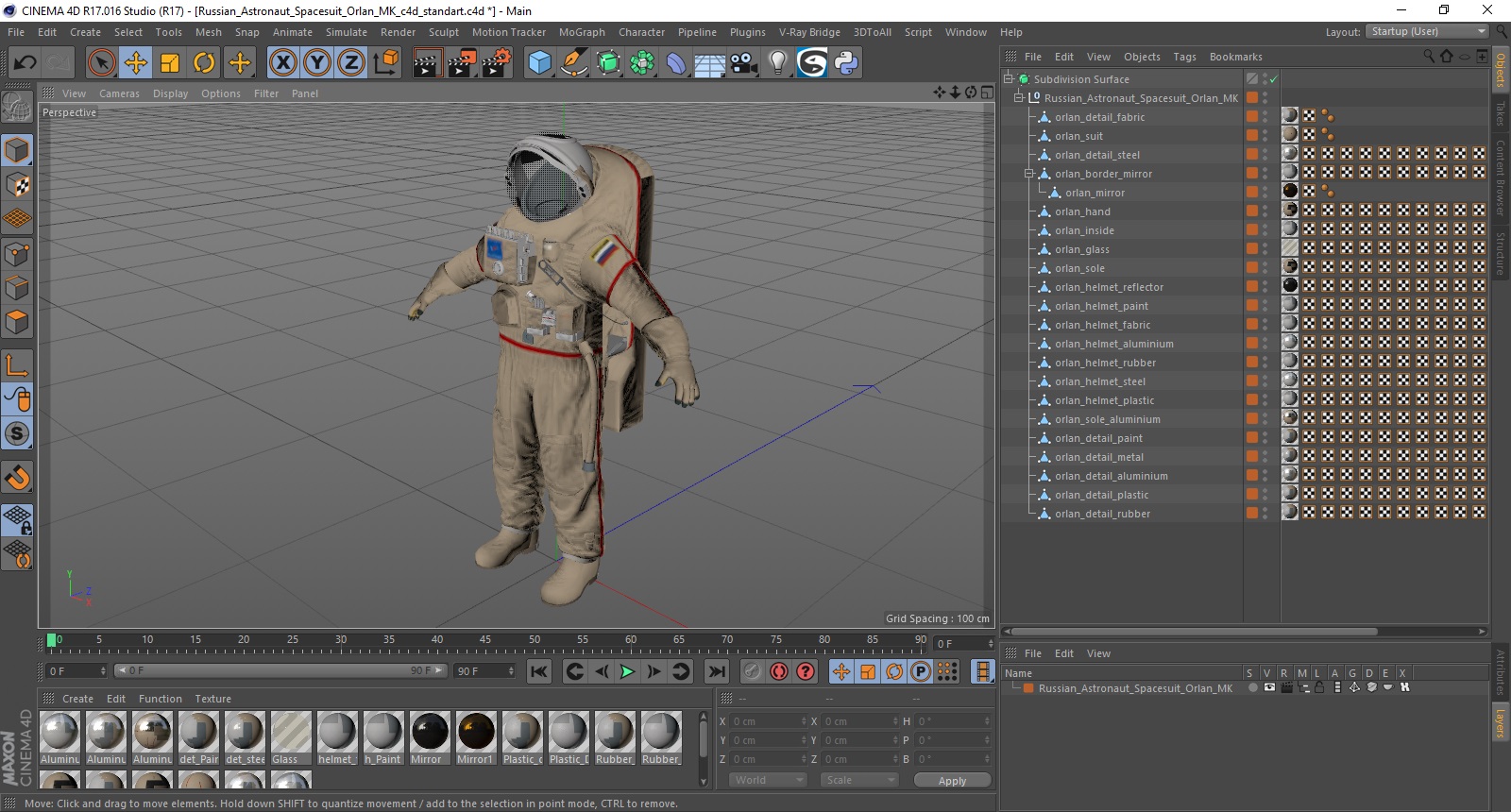 3D Russian Astronaut Spacesuit Orlan MK
