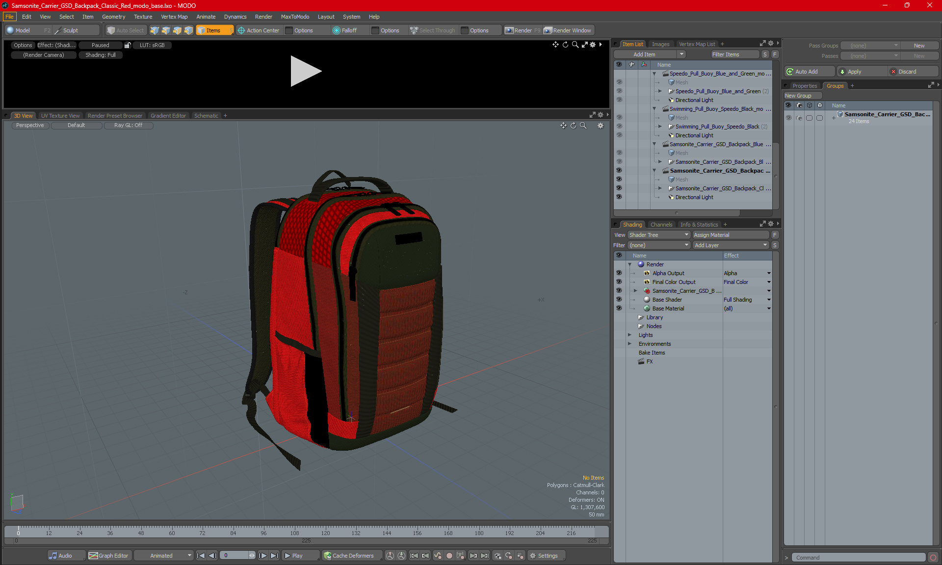 Samsonite Carrier GSD Backpack Classic Red 3D