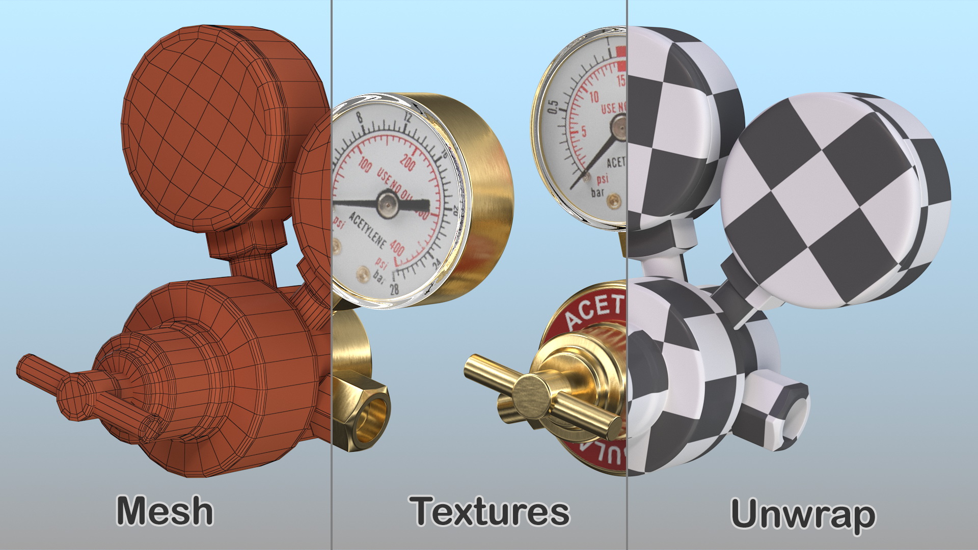 Dual Gauge Acetylene Regulator for Welding 3D