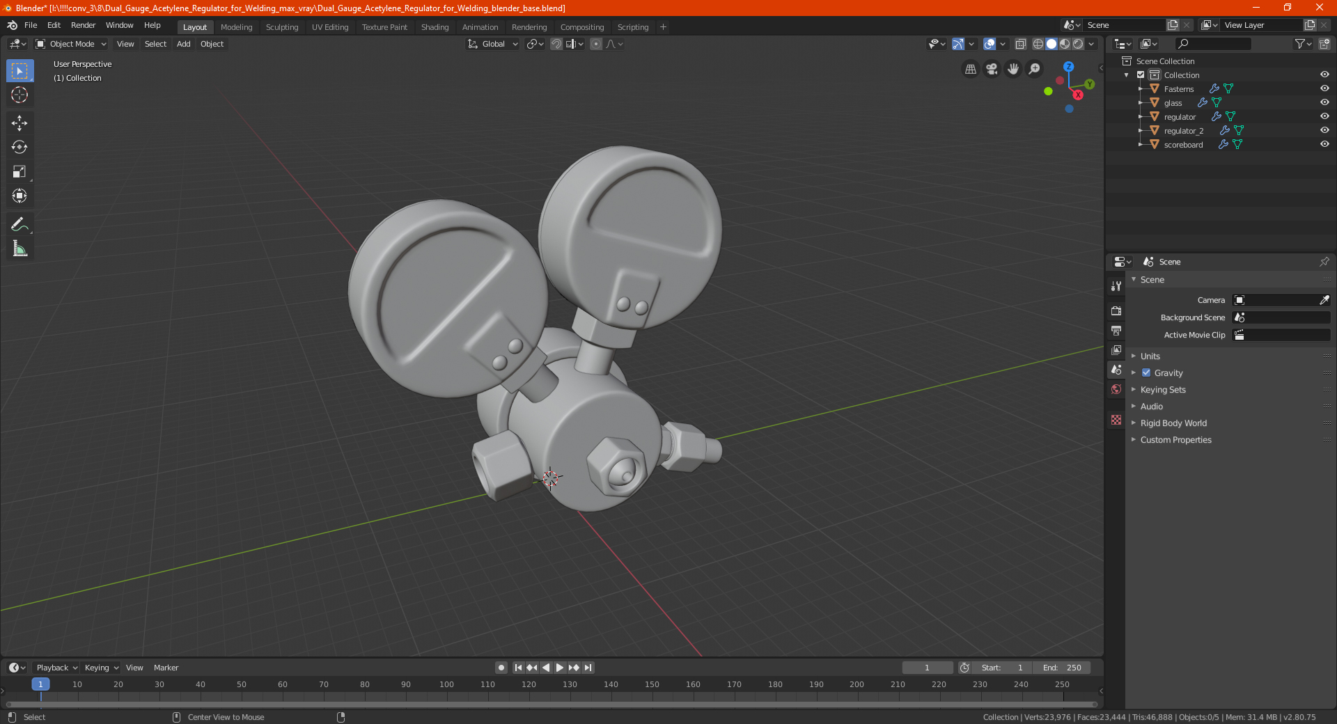 Dual Gauge Acetylene Regulator for Welding 3D