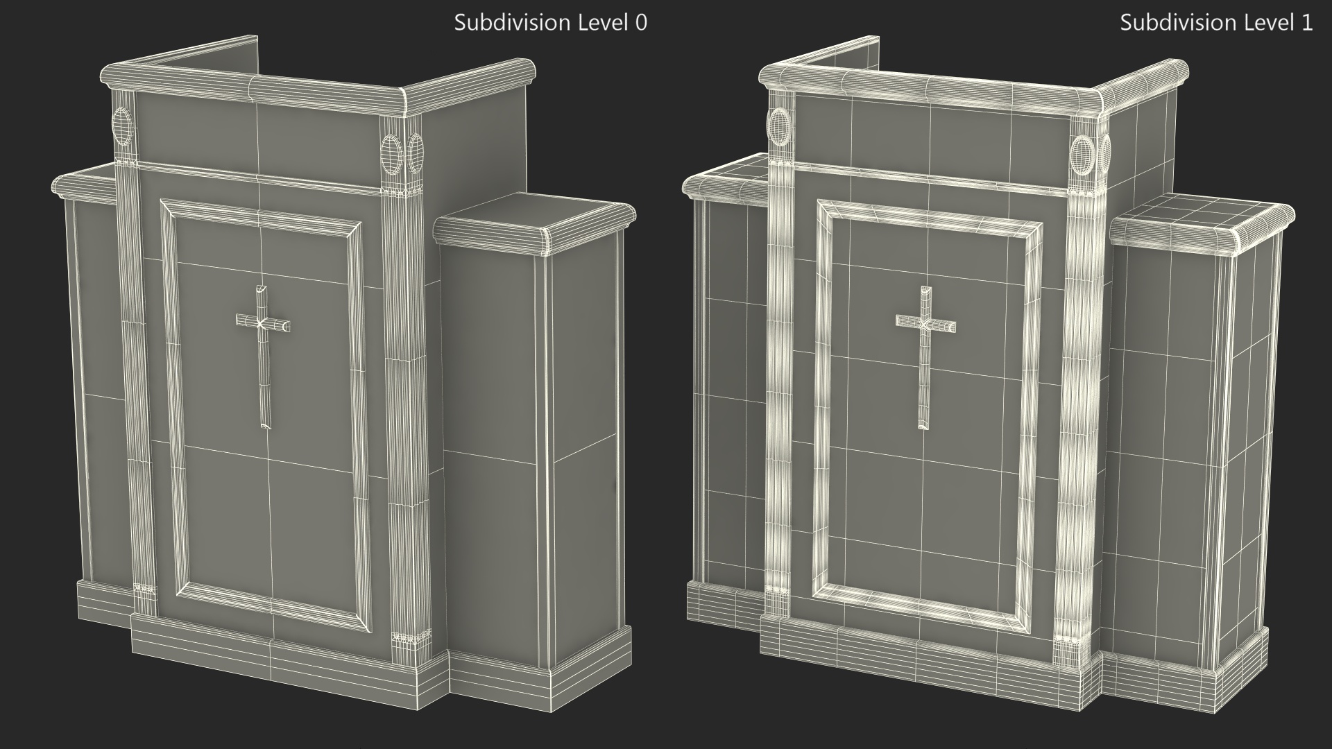 Church Oak Pulpit Light Wood with Cross for 3D Print 3D