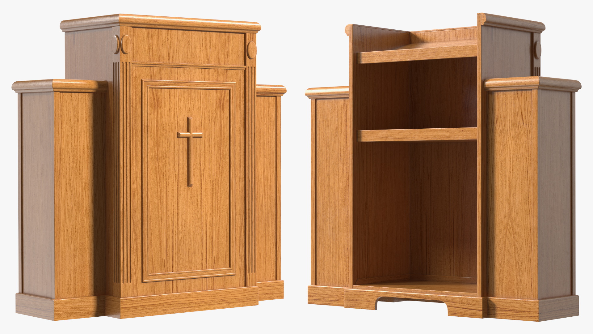 Church Oak Pulpit Light Wood with Cross for 3D Print 3D