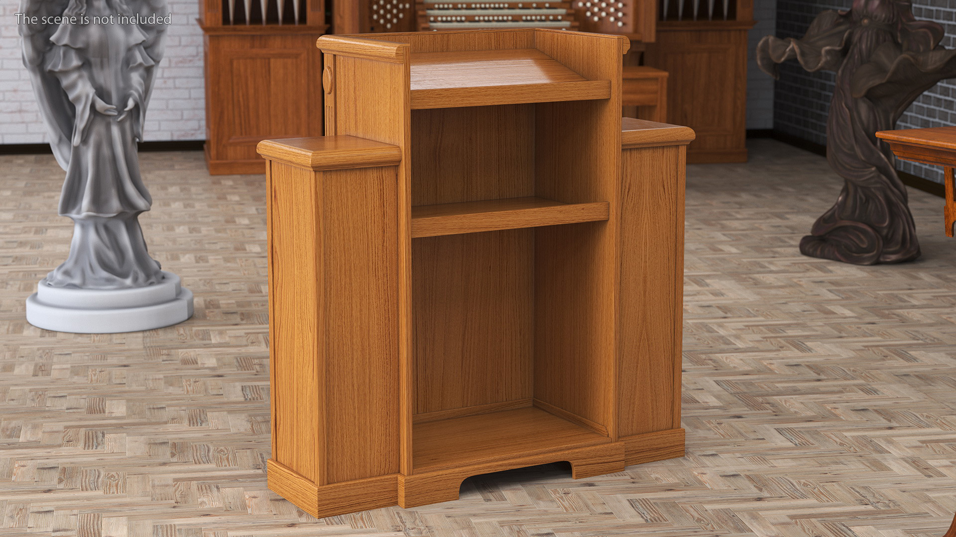 Church Oak Pulpit Light Wood with Cross for 3D Print 3D