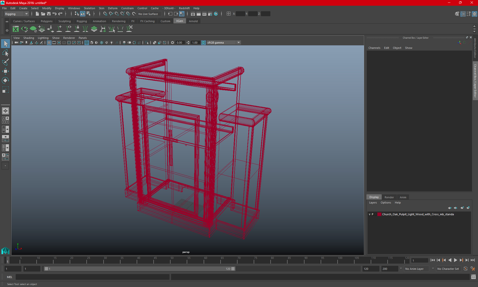 Church Oak Pulpit Light Wood with Cross for 3D Print 3D