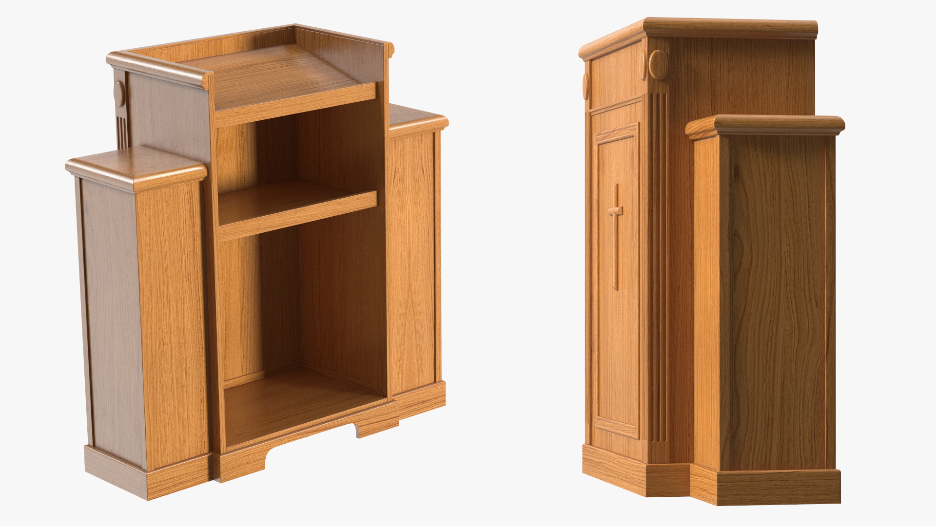 Church Oak Pulpit Light Wood with Cross for 3D Print 3D