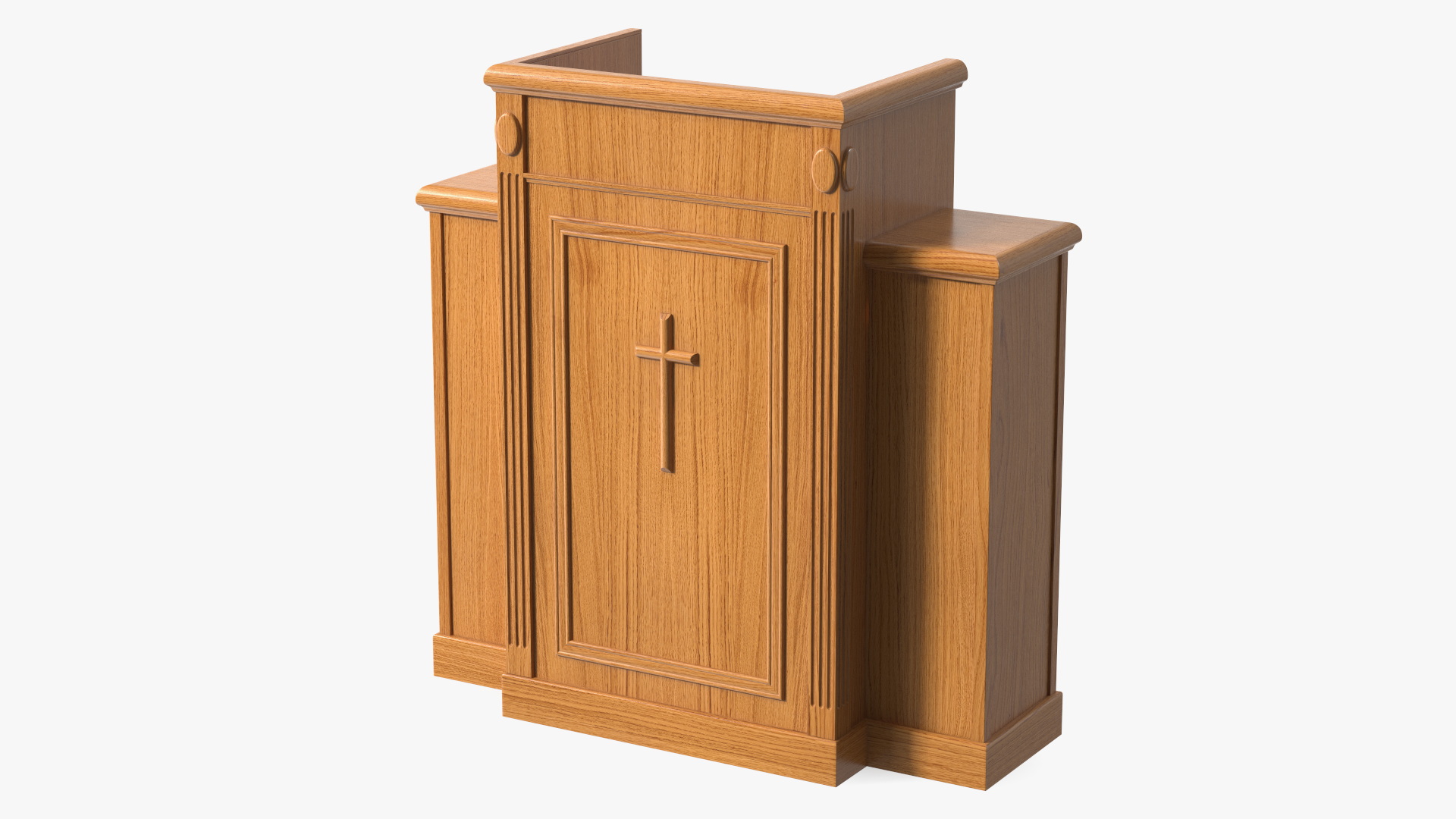 Church Oak Pulpit Light Wood with Cross for 3D Print 3D