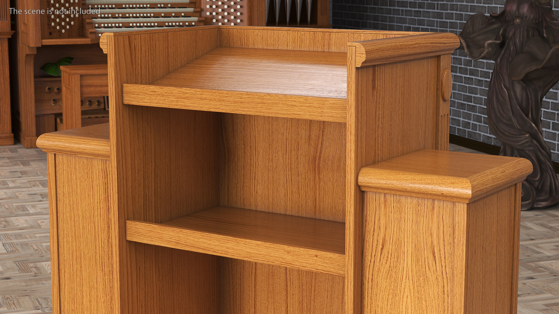 Church Oak Pulpit Light Wood with Cross for 3D Print 3D