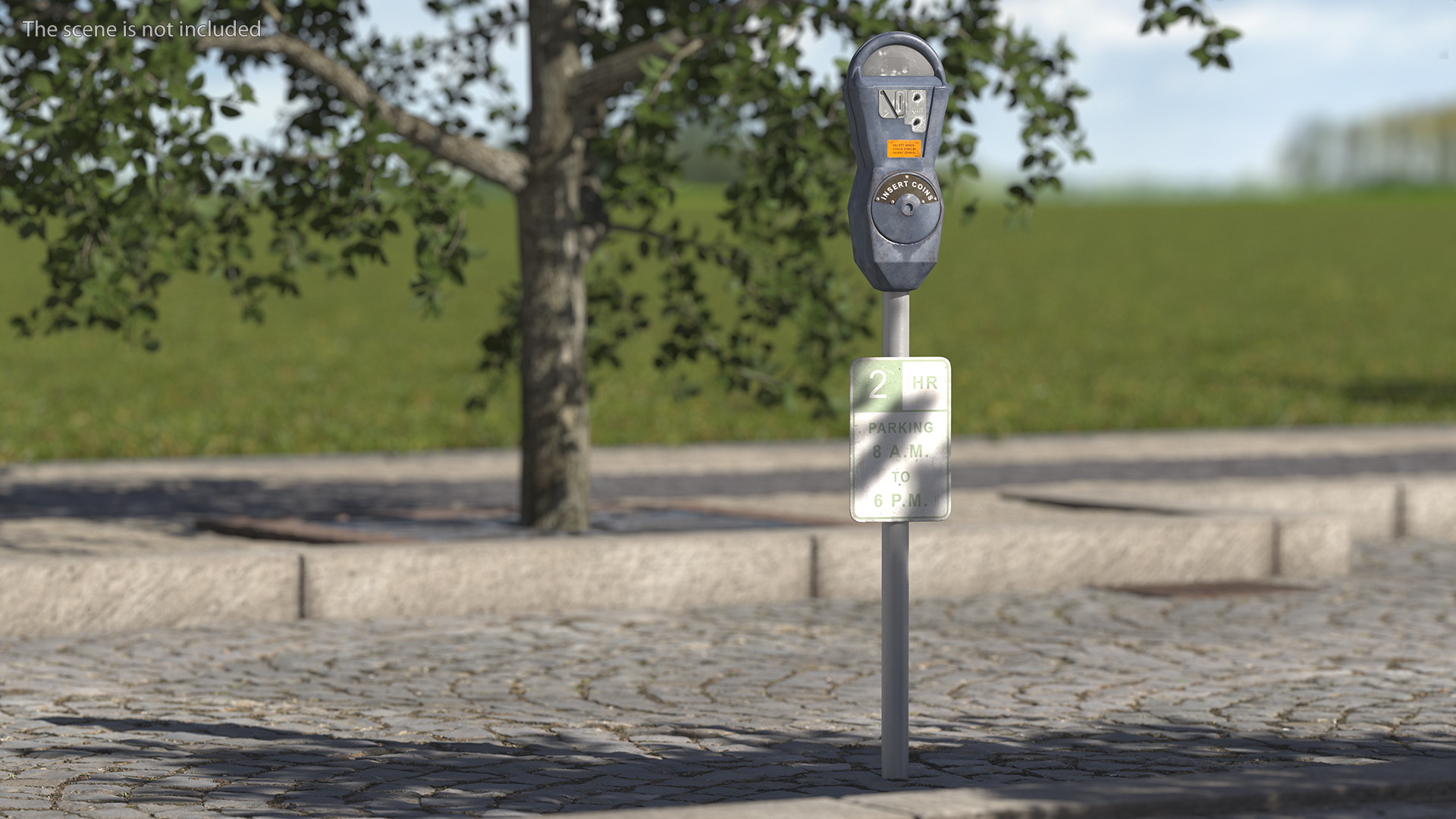 Digital Parking Meter with Sign Dirty 3D