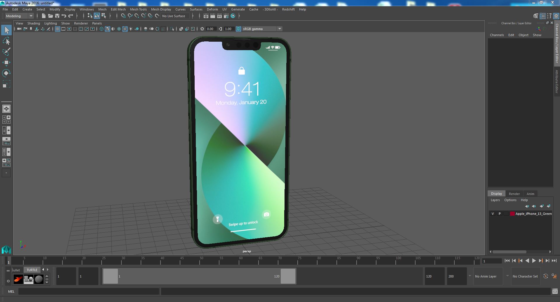 3D Apple iPhone 13 Green