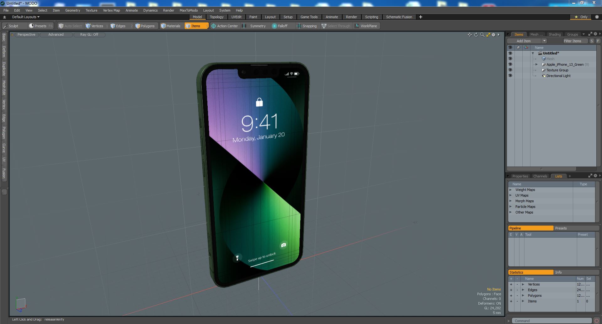 3D Apple iPhone 13 Green