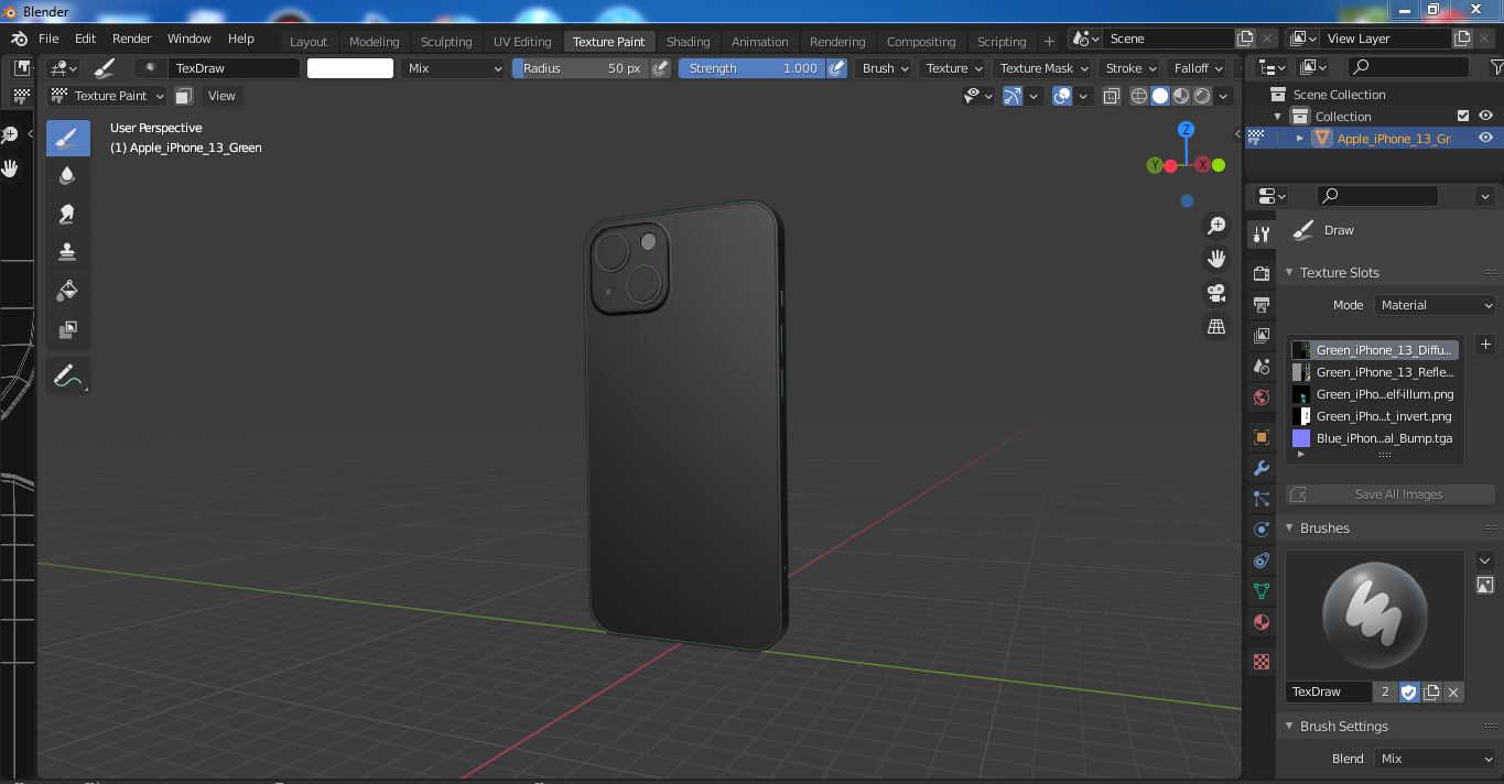 3D Apple iPhone 13 Green