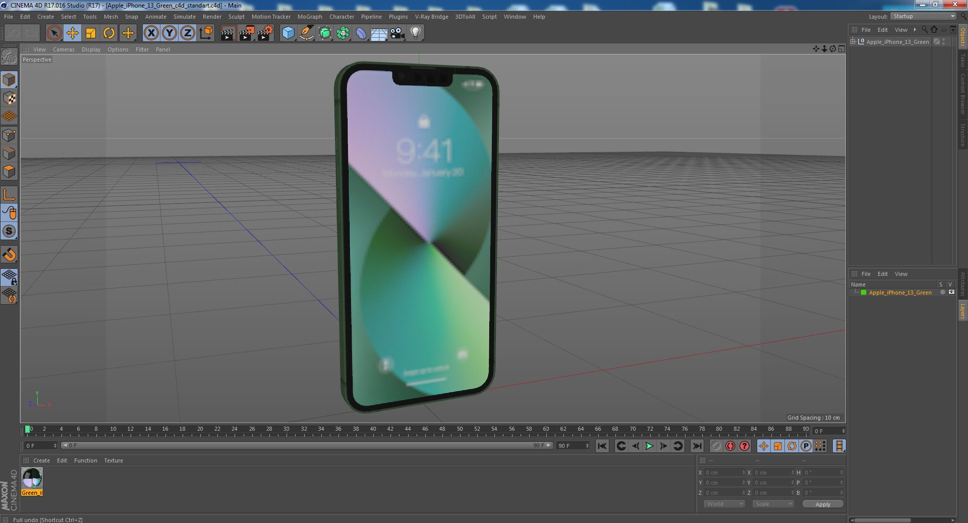 3D Apple iPhone 13 Green