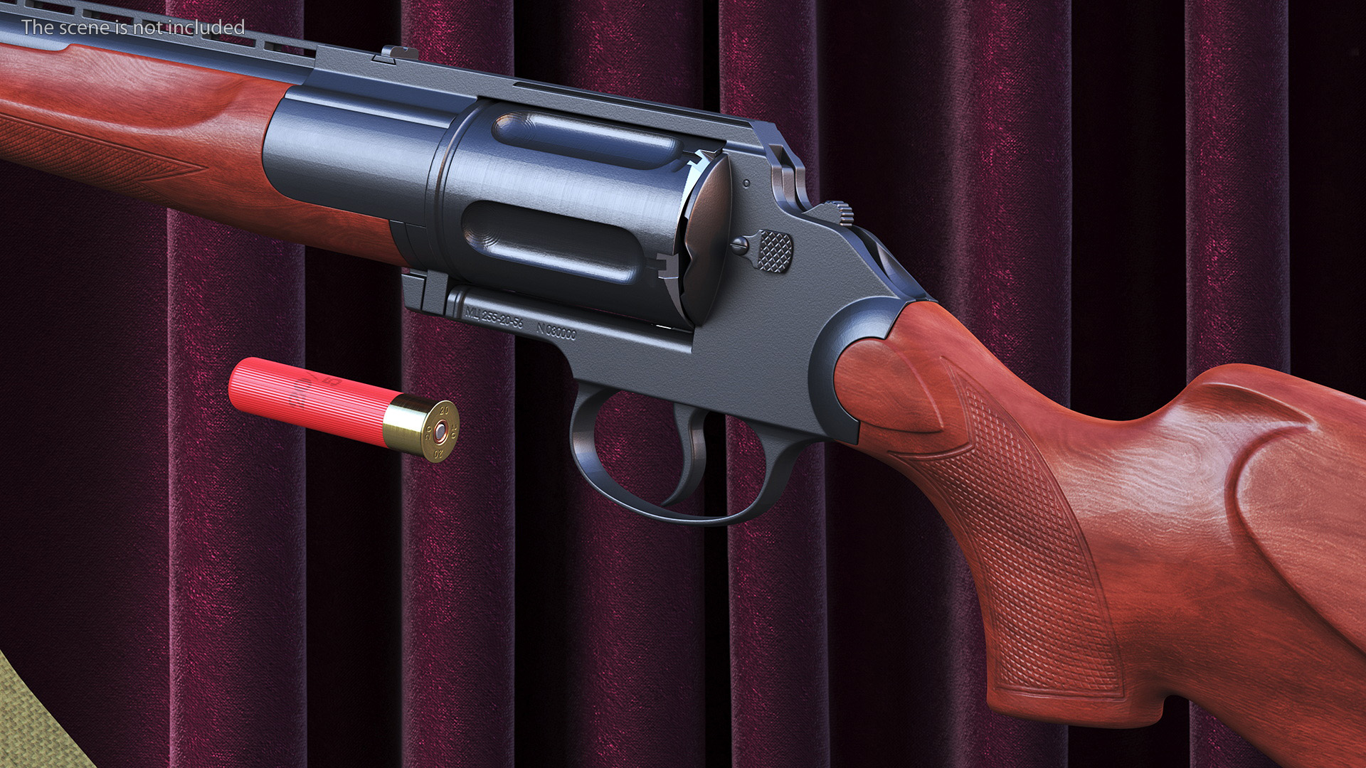 MTs-255 Revolver Shotgun Wood 3D model