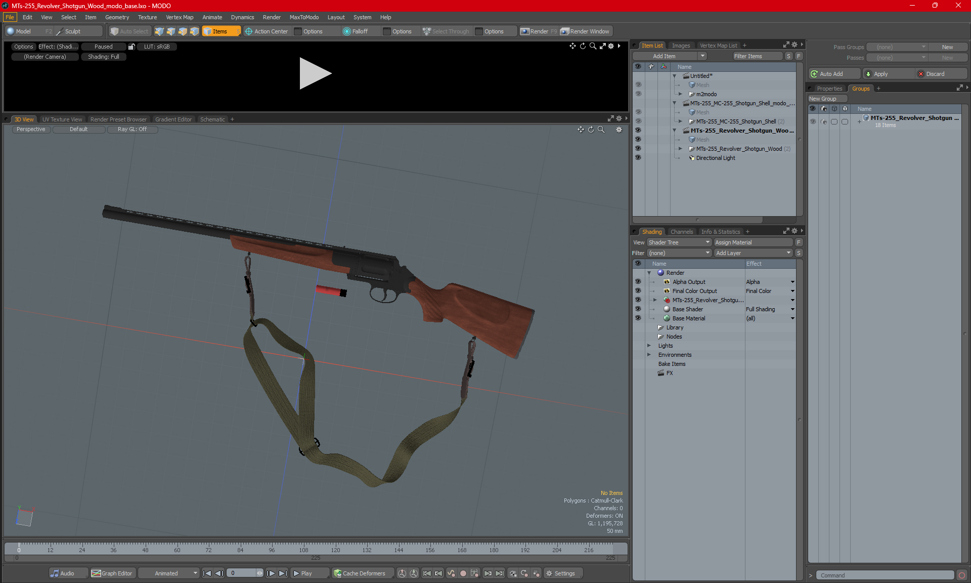 MTs-255 Revolver Shotgun Wood 3D model