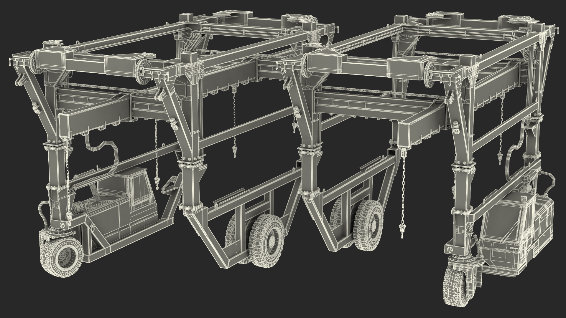 Heavy Duty Straddle Carrier Rigged 3D model
