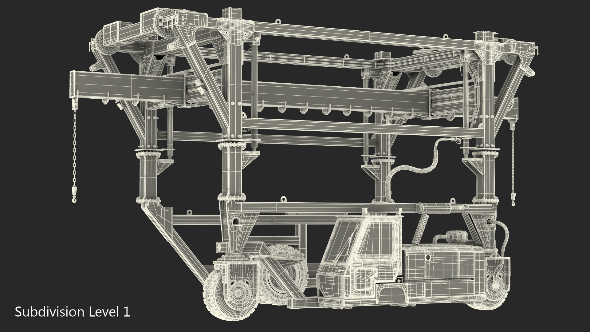Heavy Duty Straddle Carrier Rigged 3D model