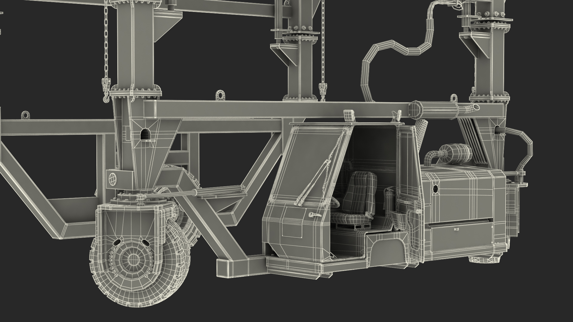 Heavy Duty Straddle Carrier Rigged 3D model