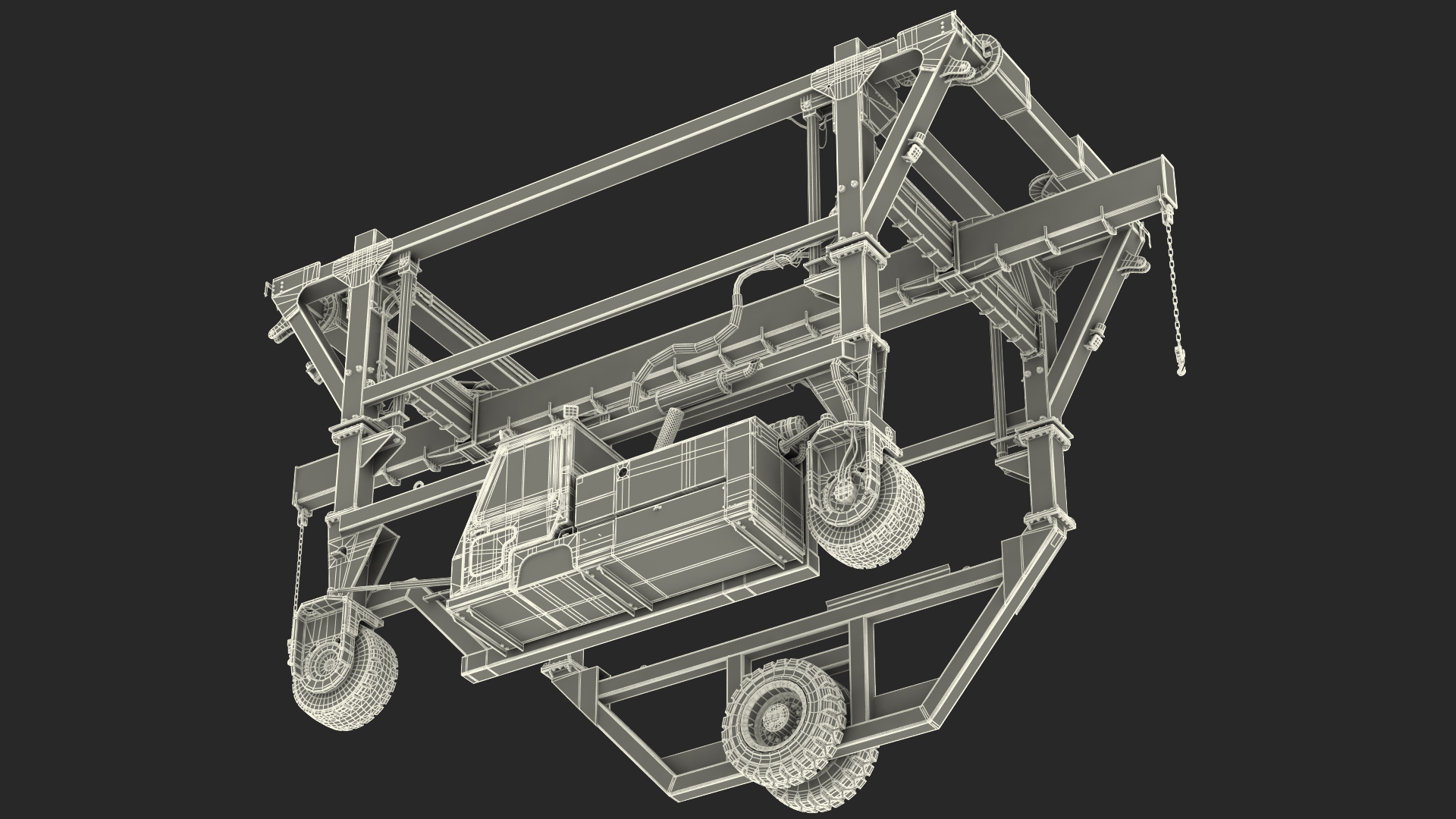 Heavy Duty Straddle Carrier Rigged 3D model