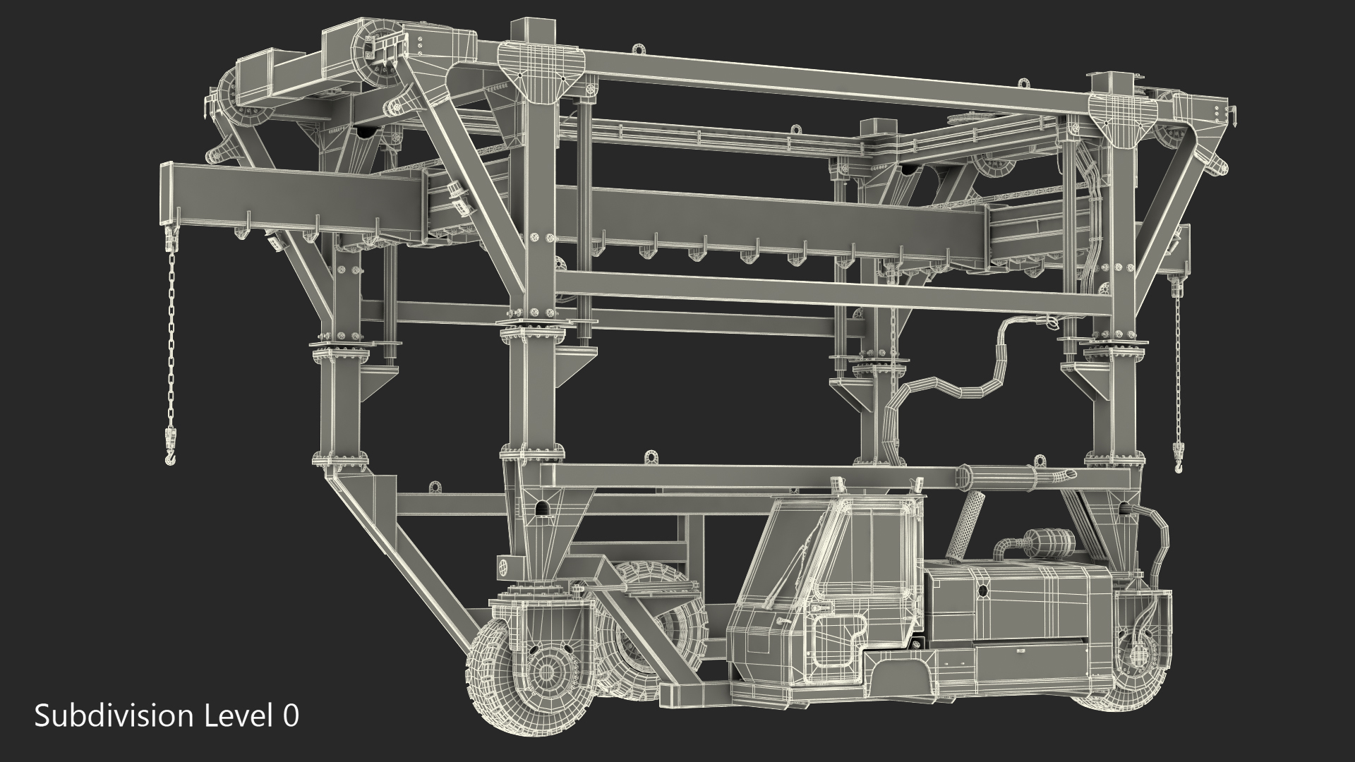 Heavy Duty Straddle Carrier Rigged 3D model