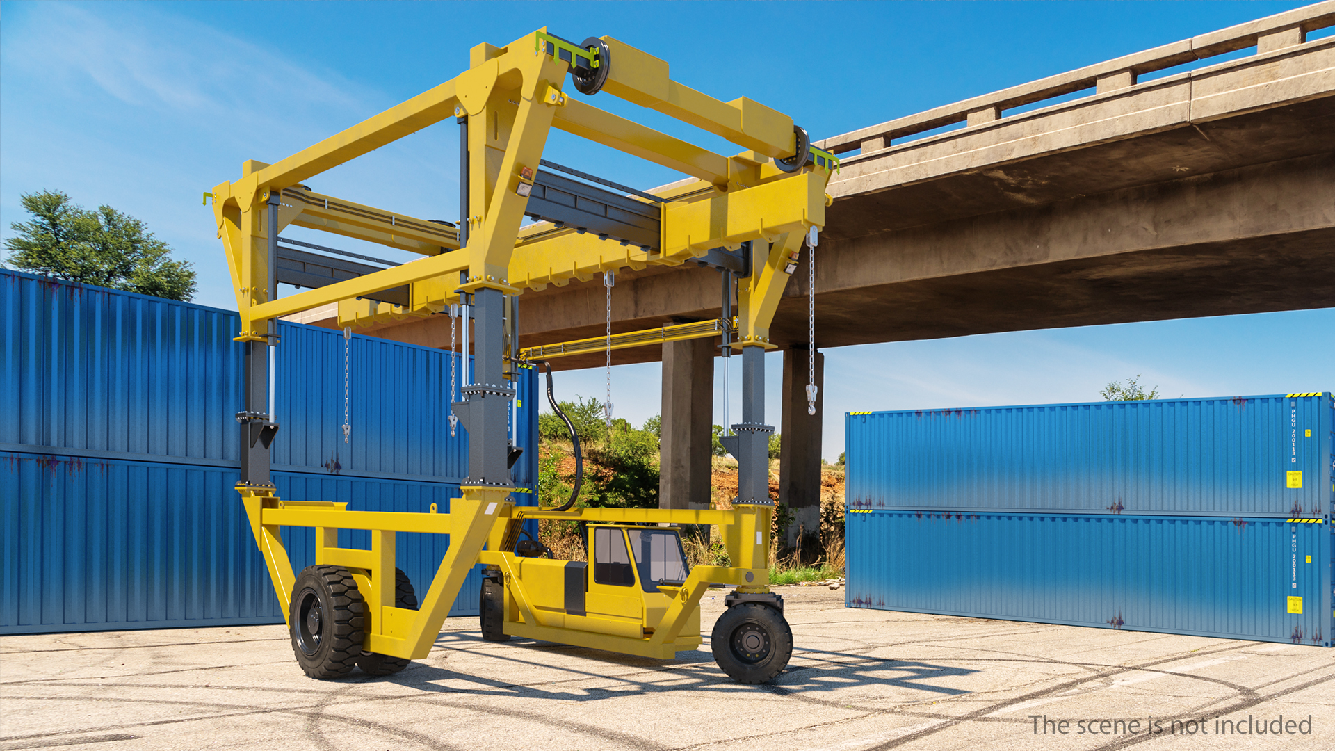Heavy Duty Straddle Carrier Rigged 3D model