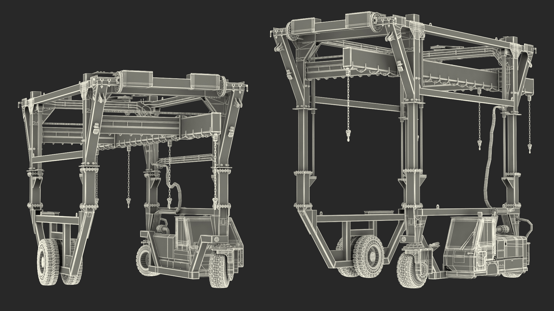 Heavy Duty Straddle Carrier Rigged 3D model