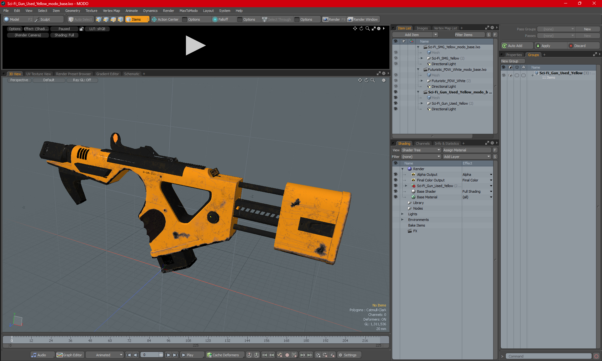 Sci-Fi Gun Used Yellow 3D