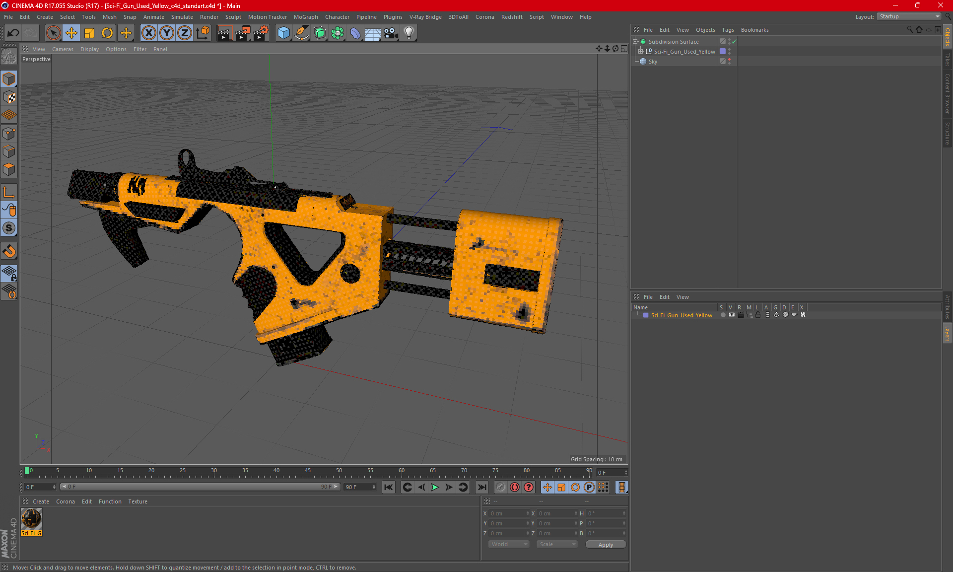 Sci-Fi Gun Used Yellow 3D