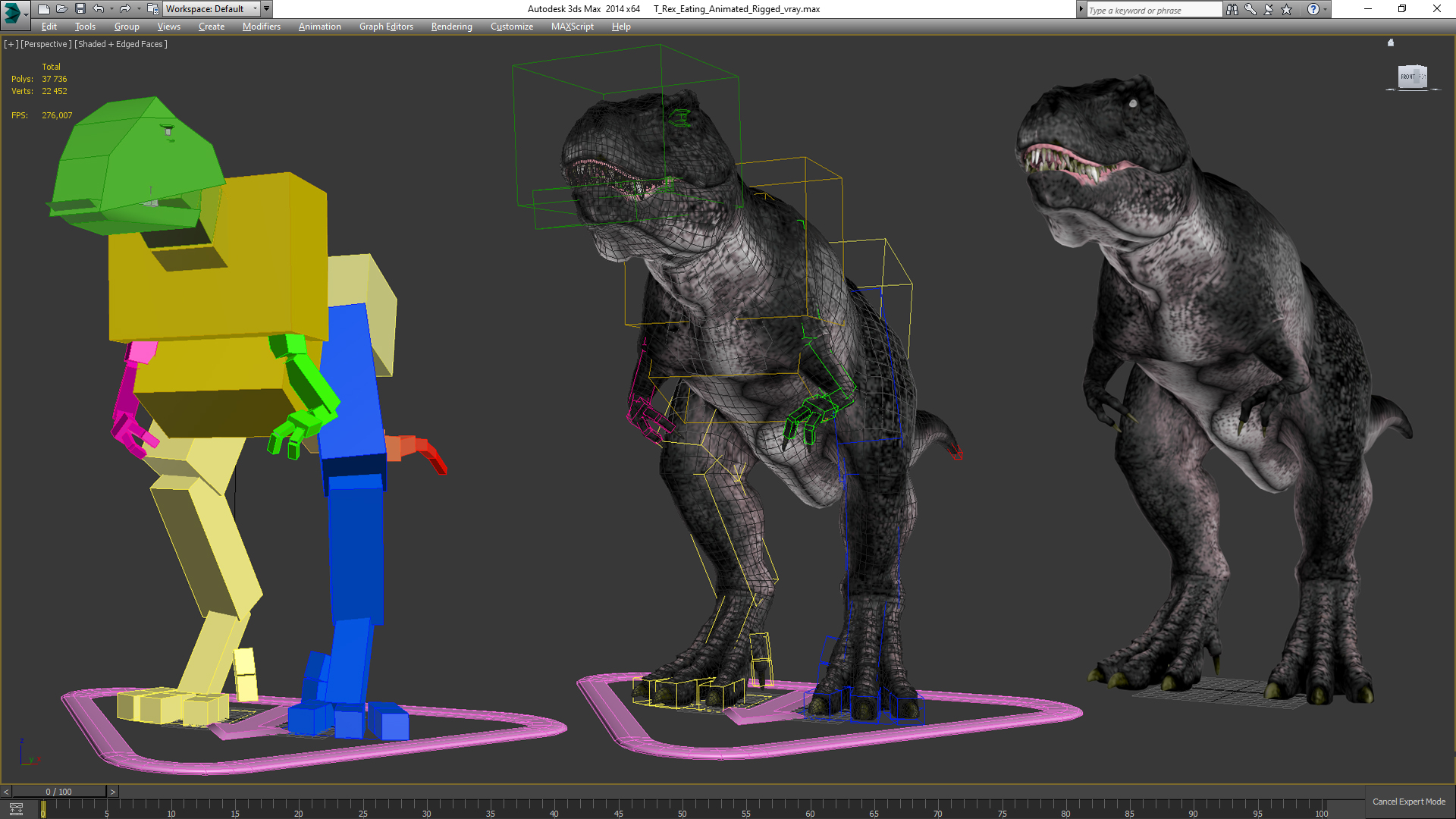 T Rex Eating Animated Rigged for Maya 3D