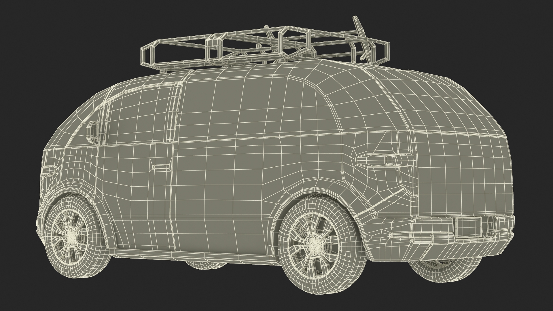 Electric Minivan White 3D