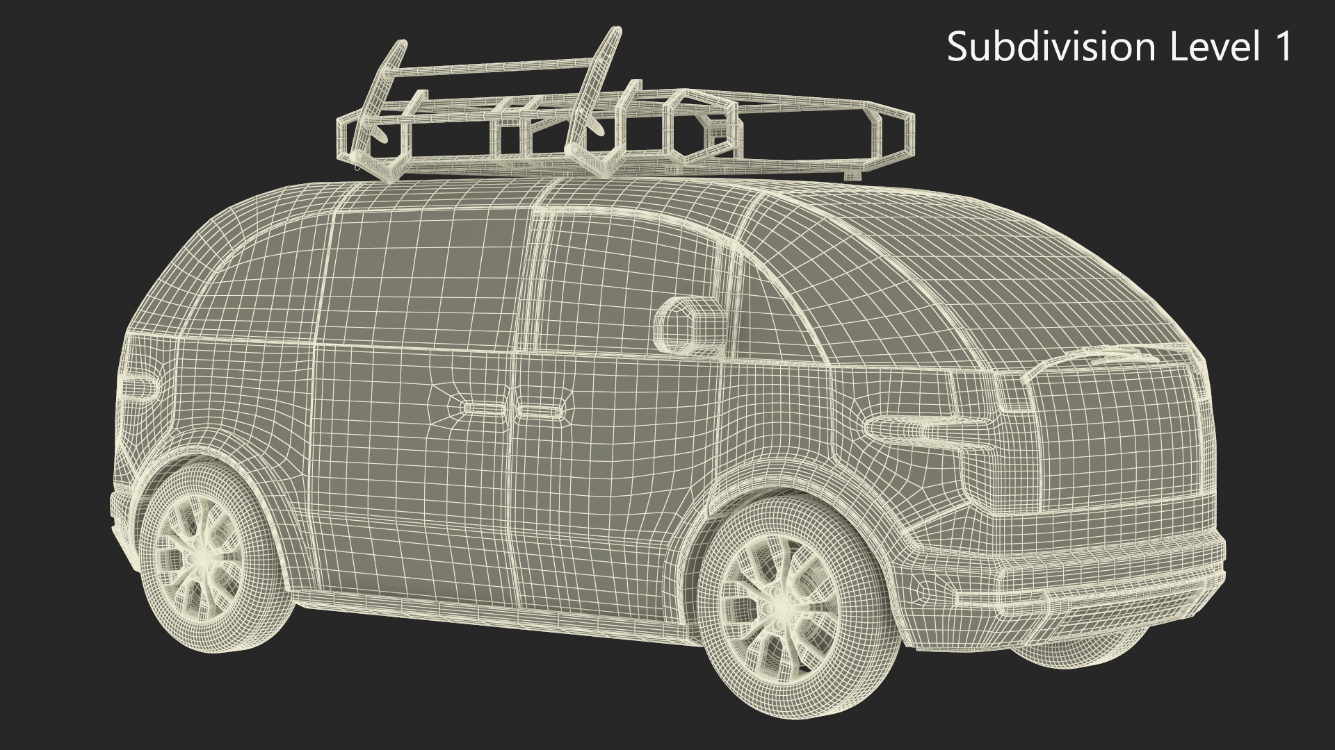Electric Minivan White 3D