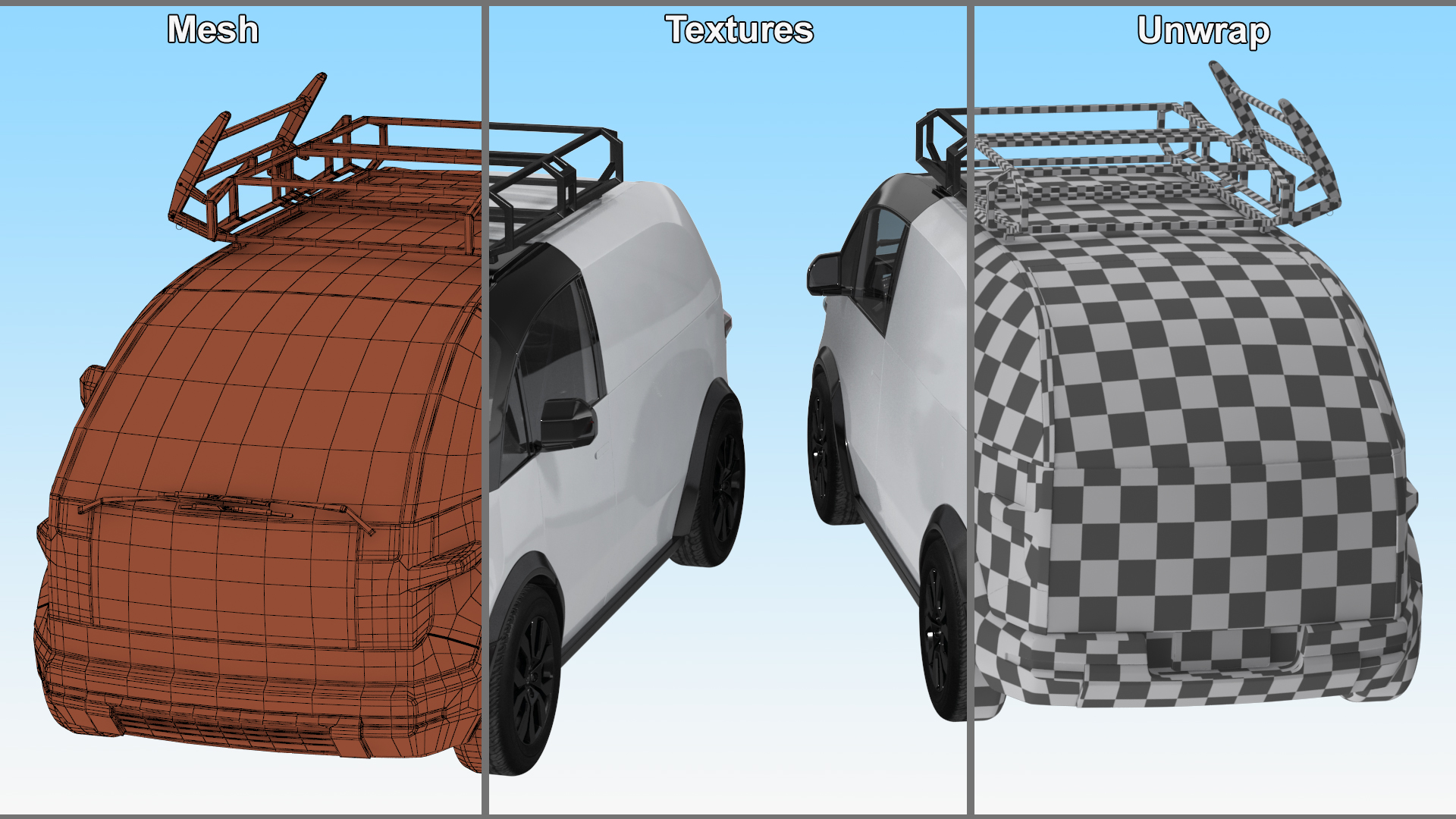 Electric Minivan White 3D