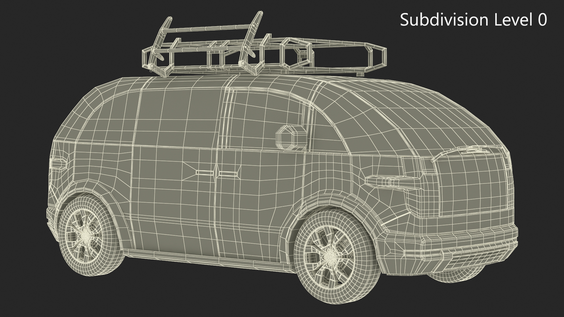 Electric Minivan White 3D