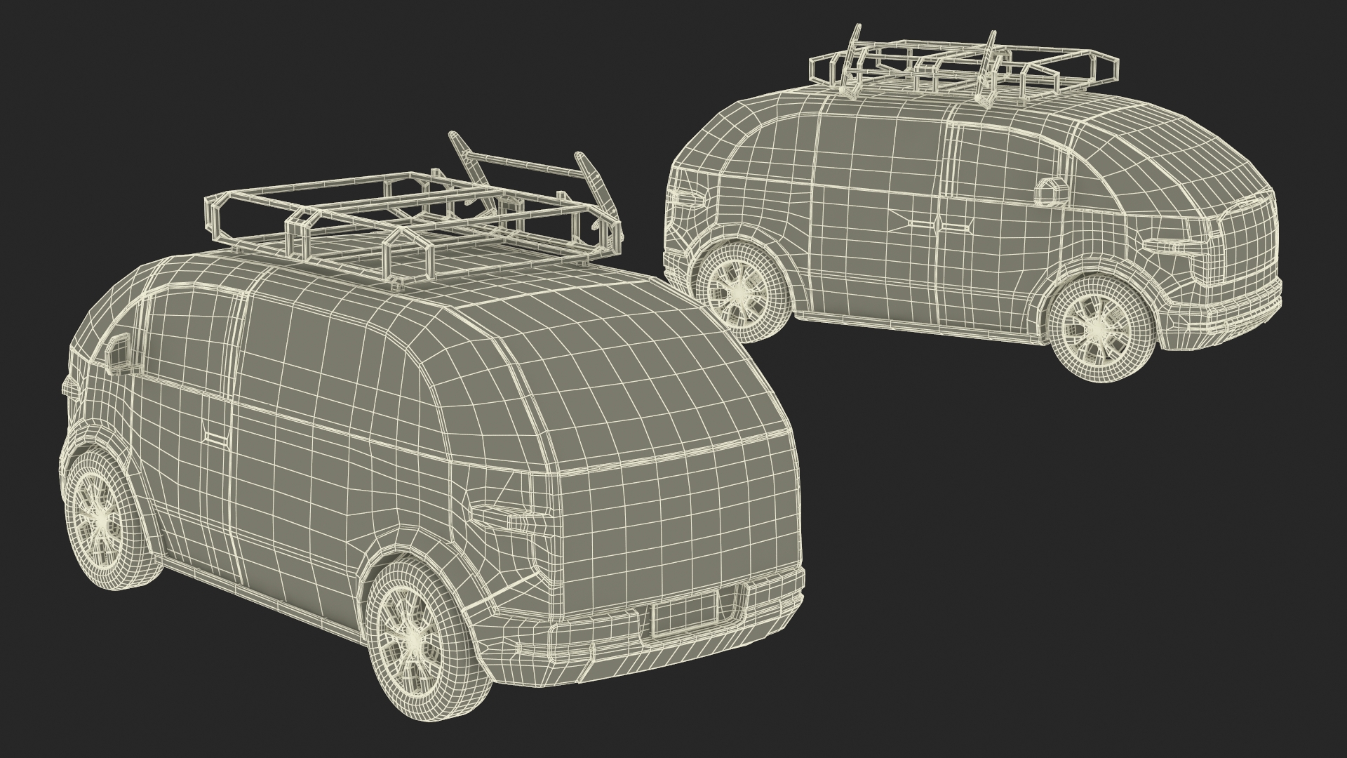 Electric Minivan White 3D