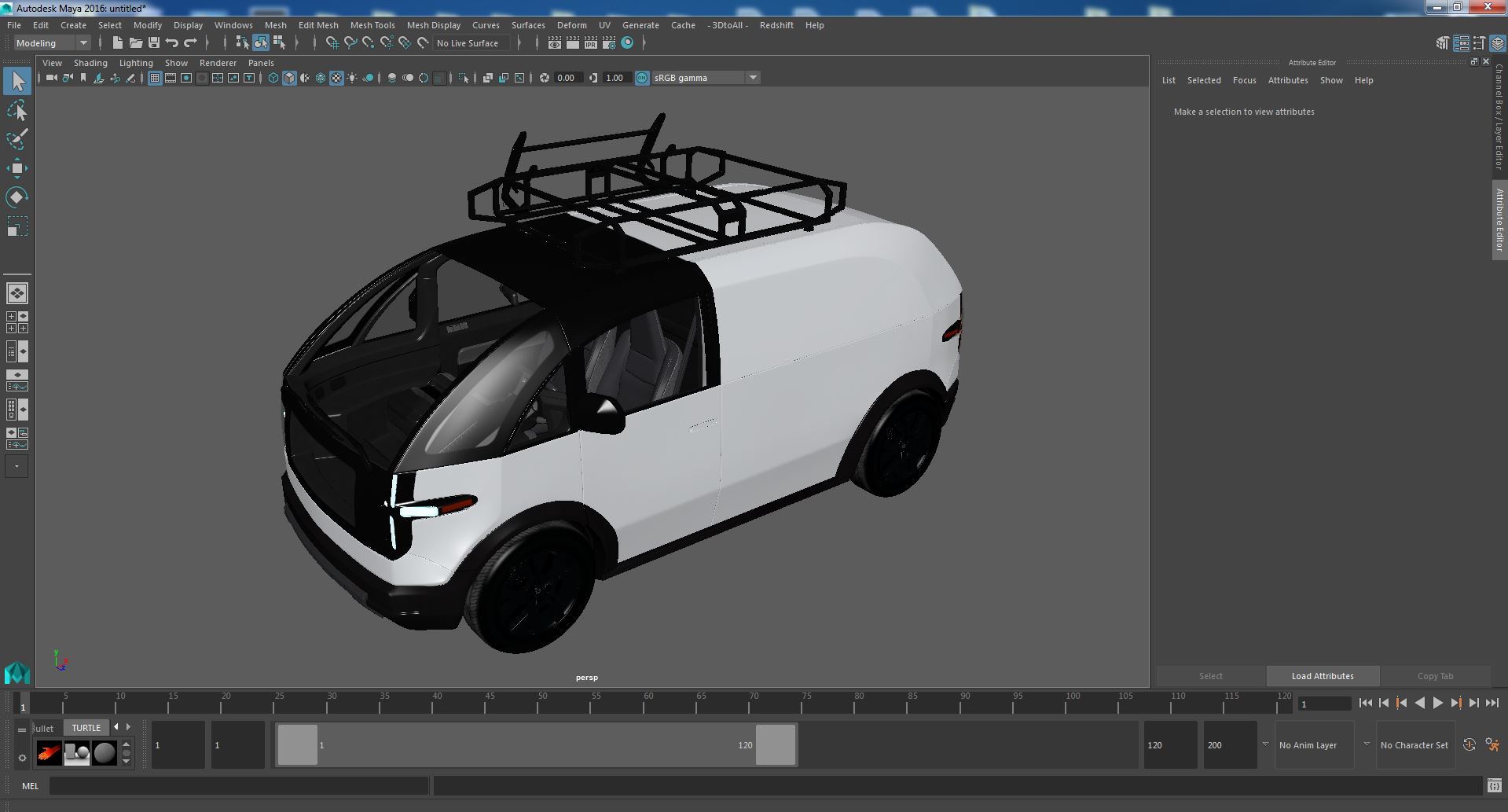 Electric Minivan White 3D