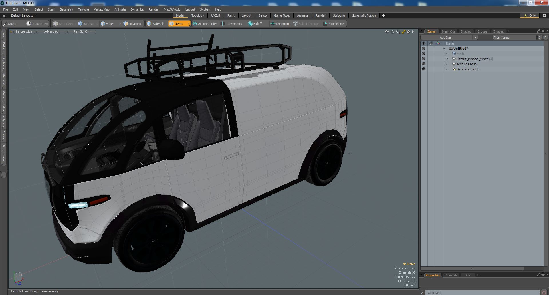 Electric Minivan White 3D