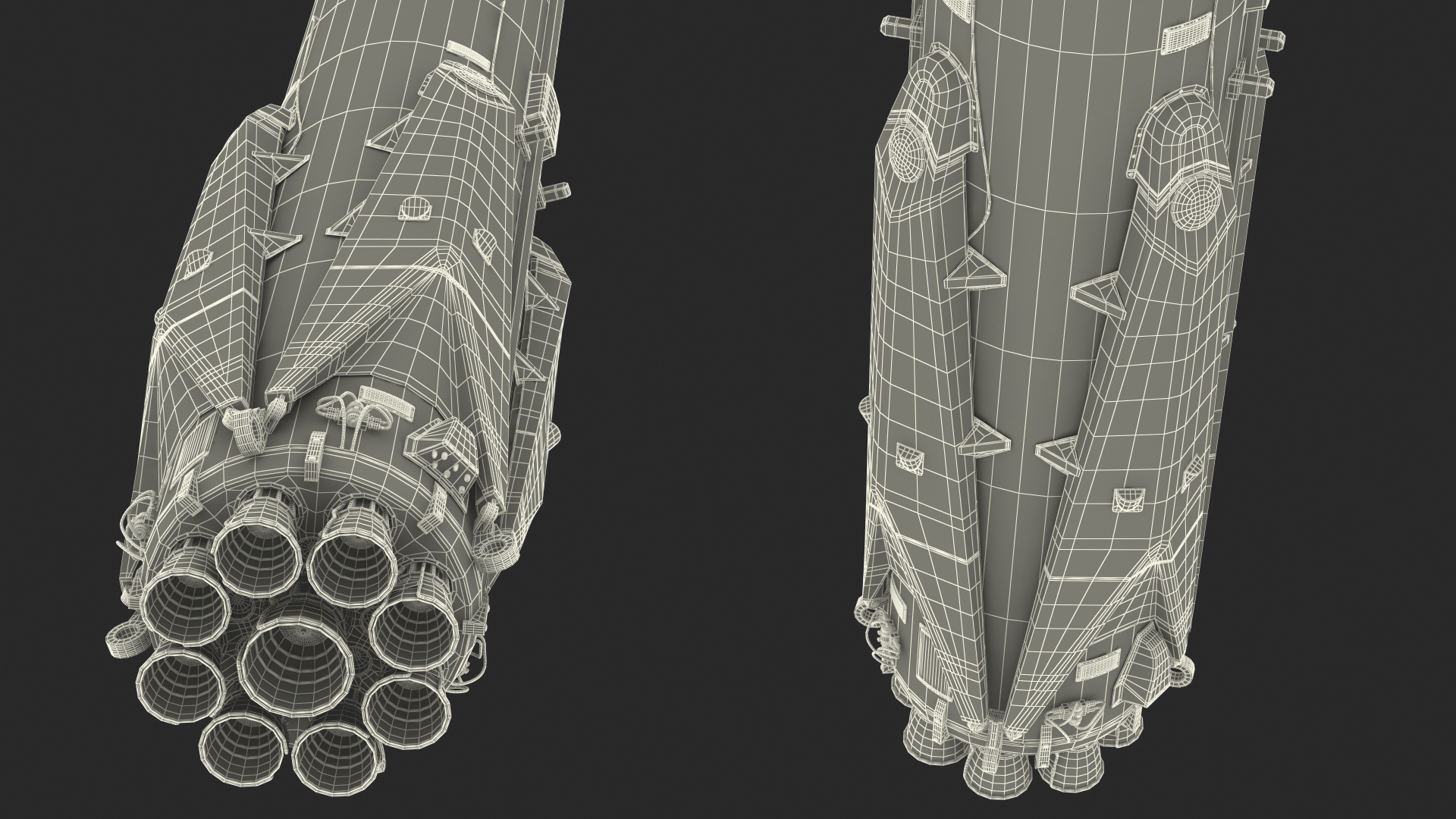 Space Rocket with Satellite Rigged 3D model