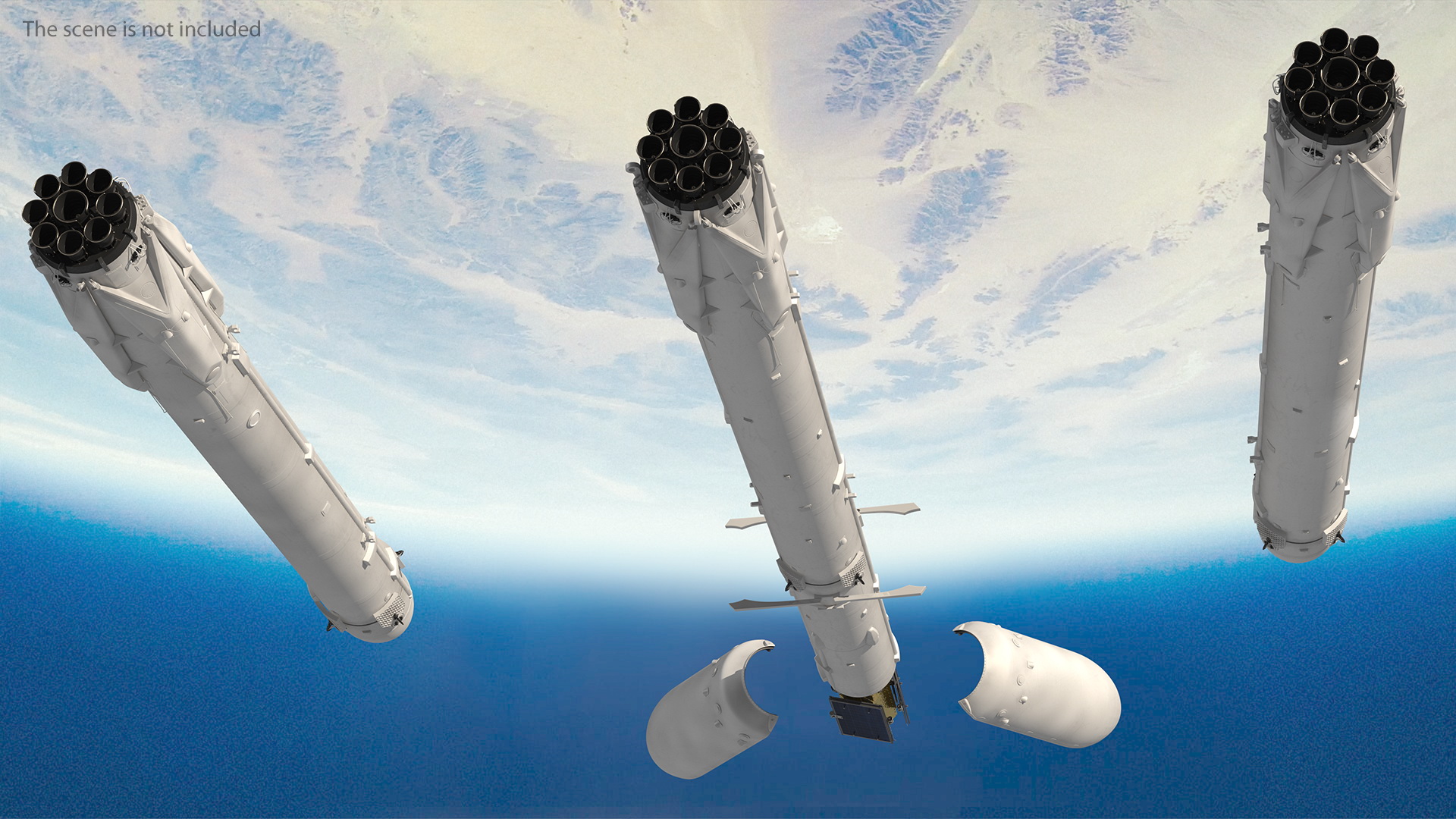 Space Rocket with Satellite Rigged 3D model