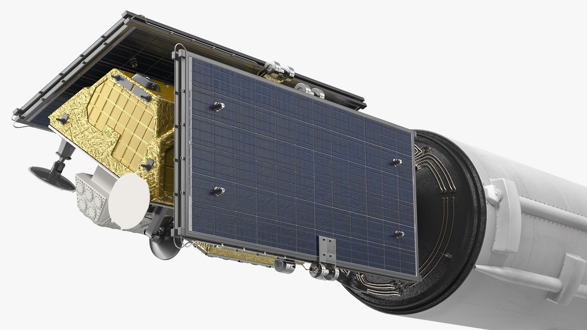 Space Rocket with Satellite Rigged 3D model