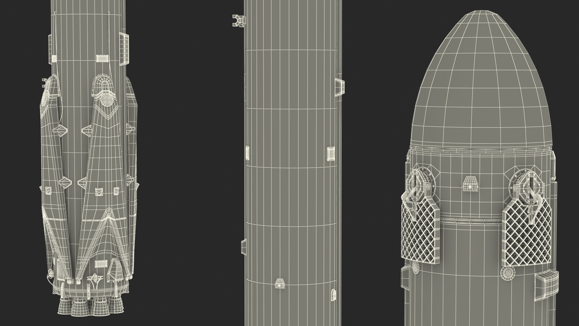 Space Rocket with Satellite Rigged 3D model
