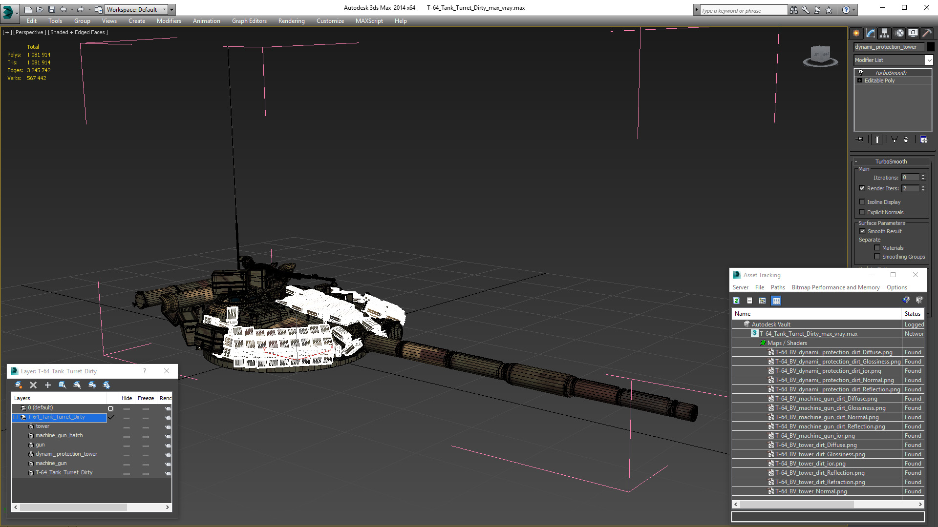 T-64 Tank Turret Dirty 3D