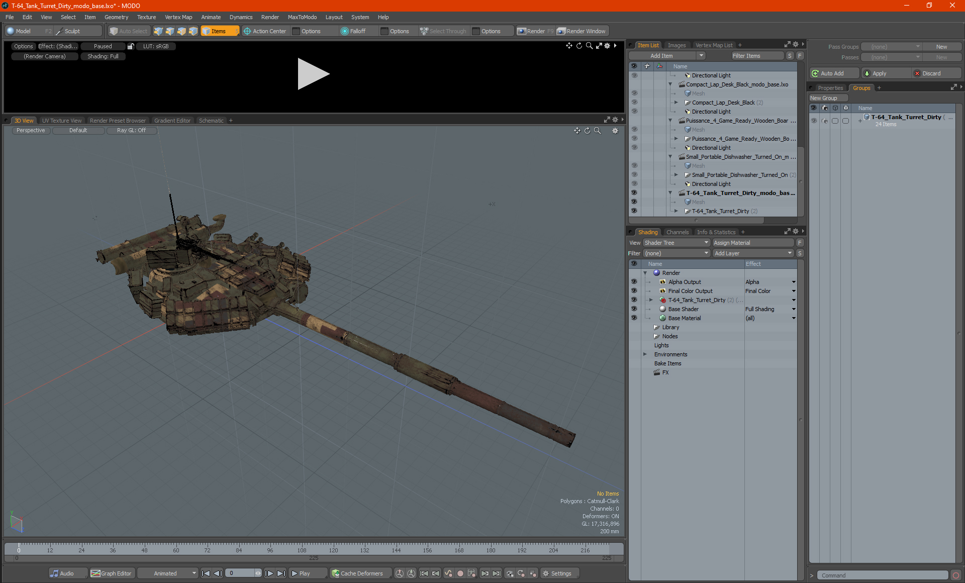 T-64 Tank Turret Dirty 3D