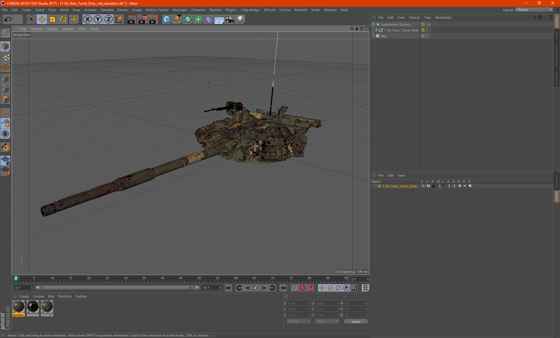 T-64 Tank Turret Dirty 3D