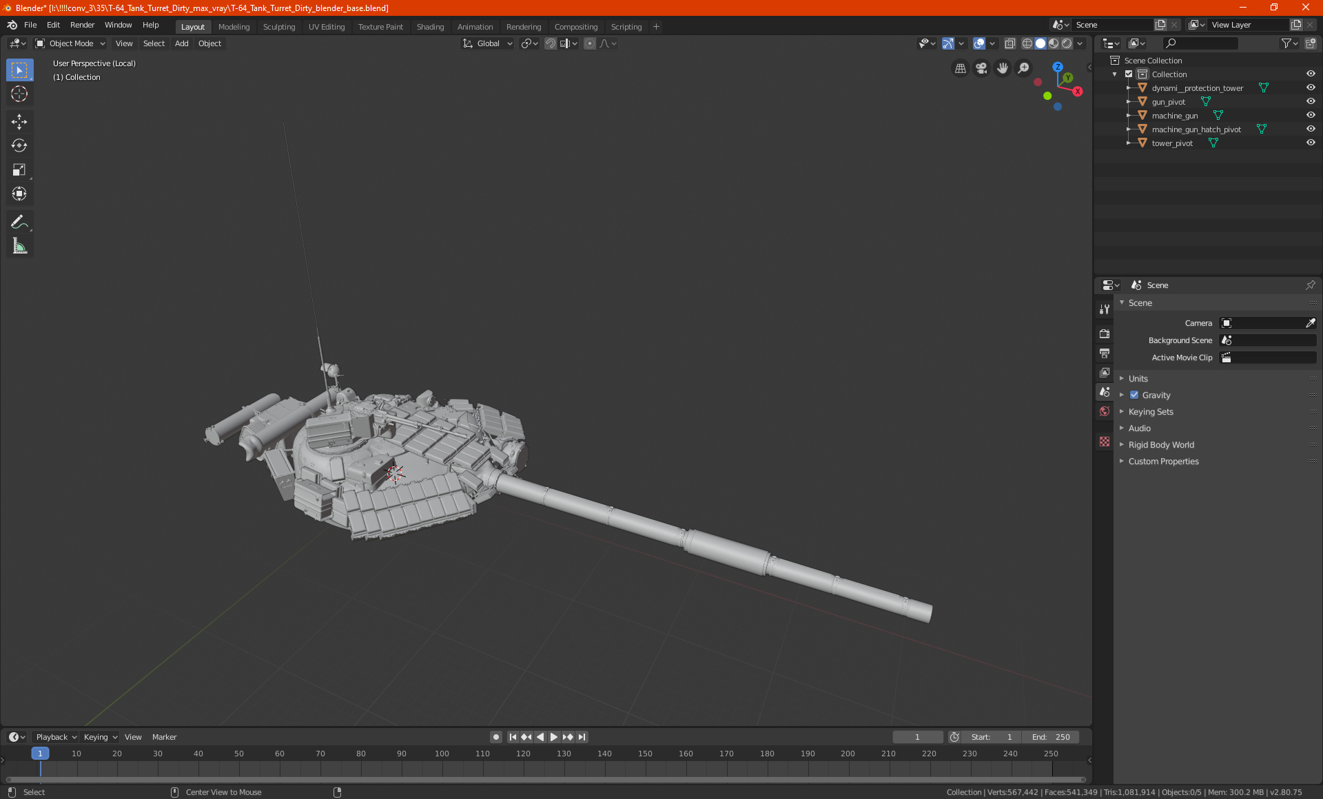 T-64 Tank Turret Dirty 3D
