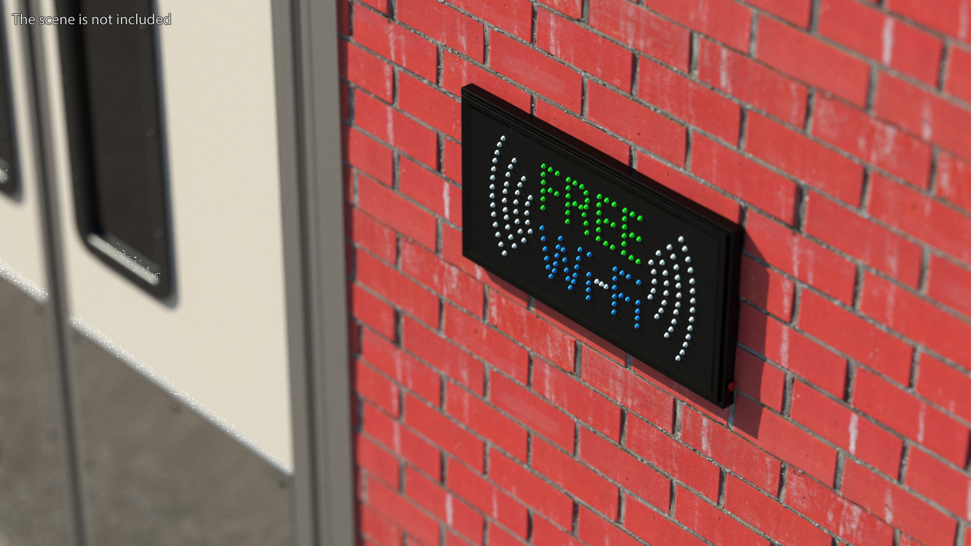 3D Free WiFi Sign Green and Blue LED Neon Light OFF model