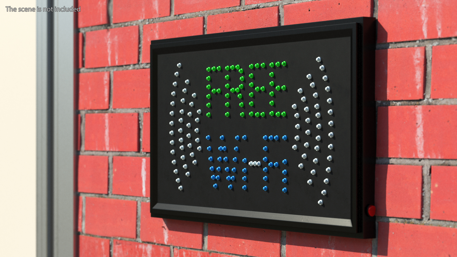3D Free WiFi Sign Green and Blue LED Neon Light OFF model