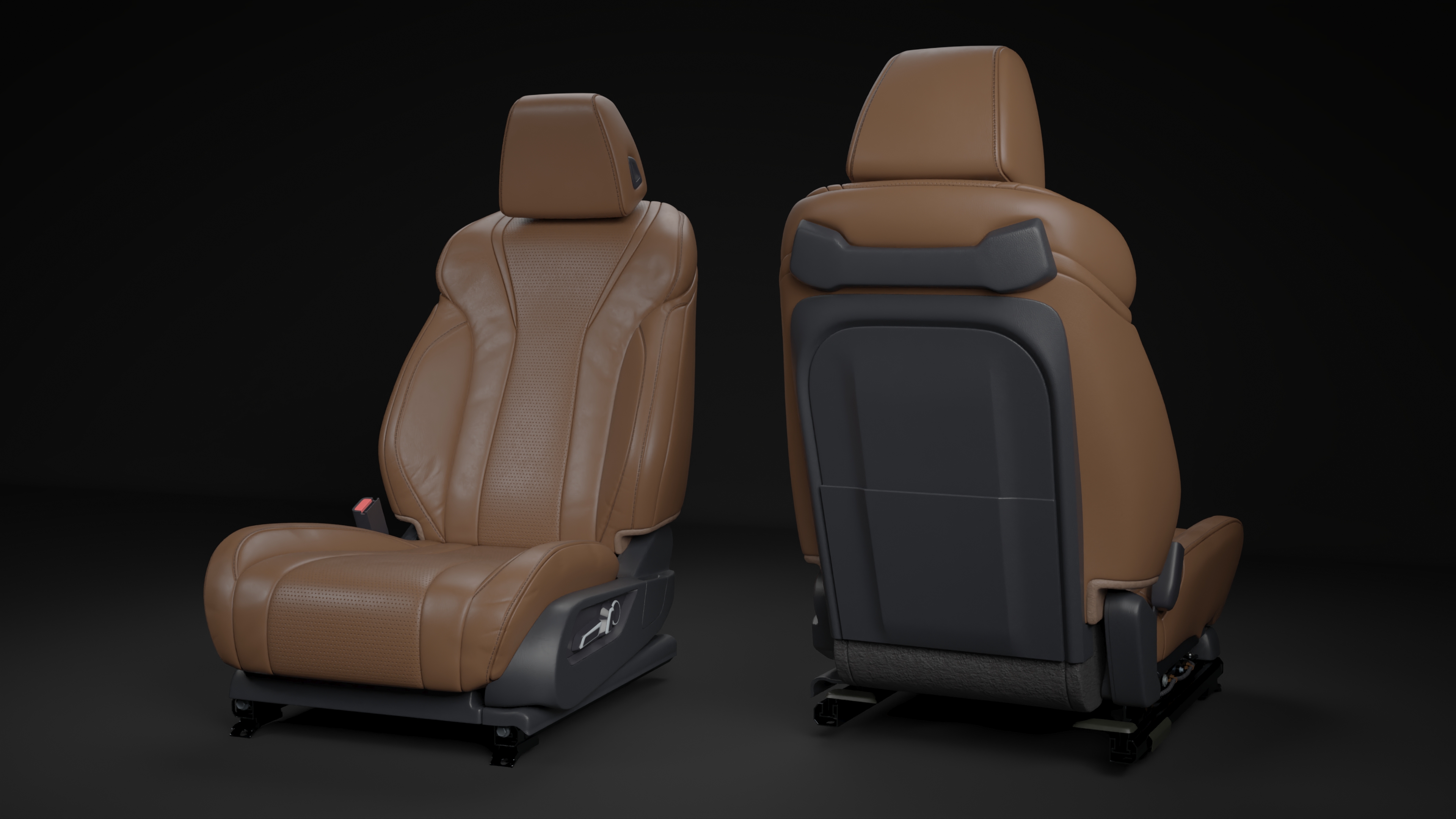 Brown Leather Car Driver Seat 3D model