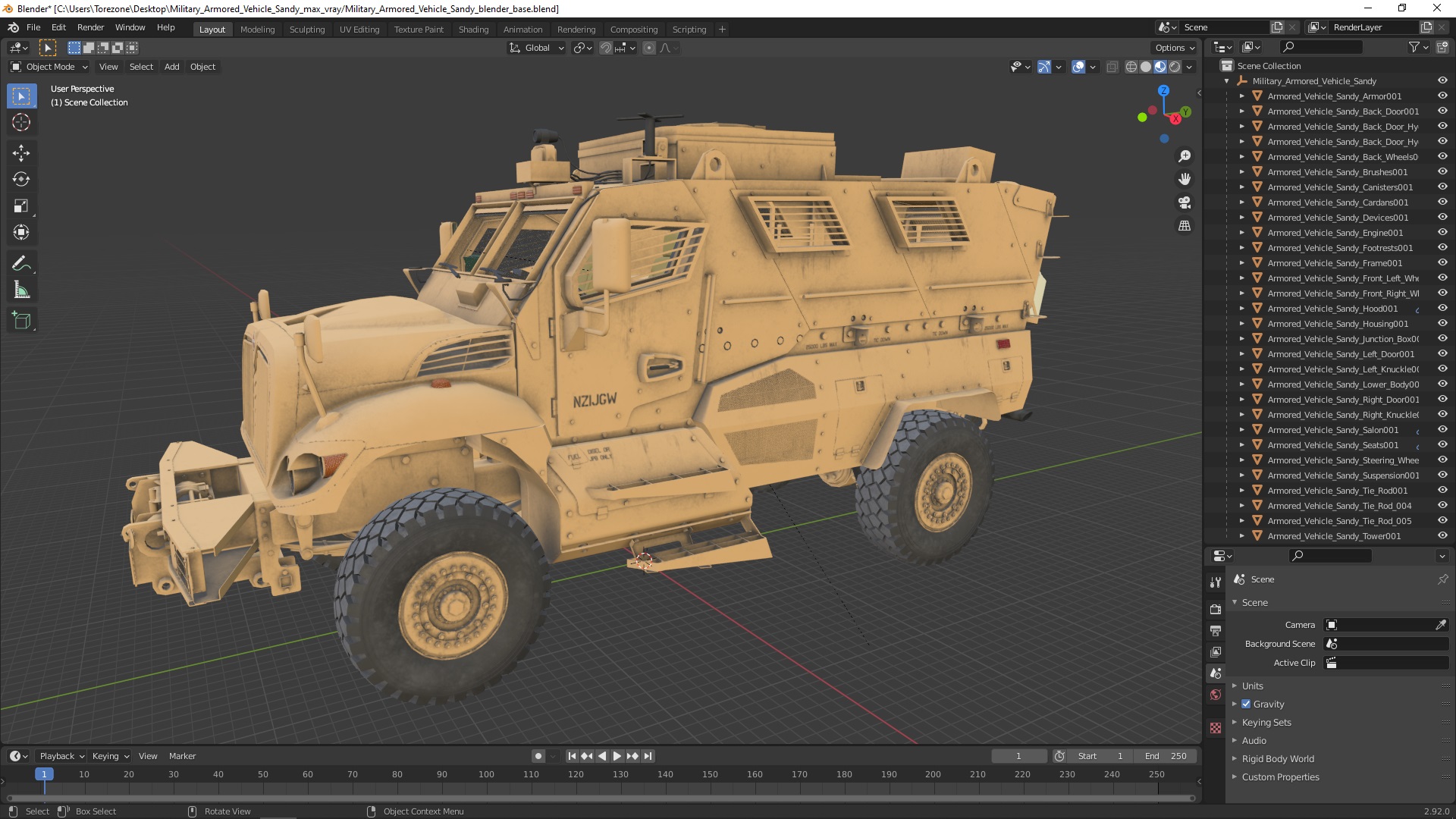 3D model Military Armored Vehicle Sandy