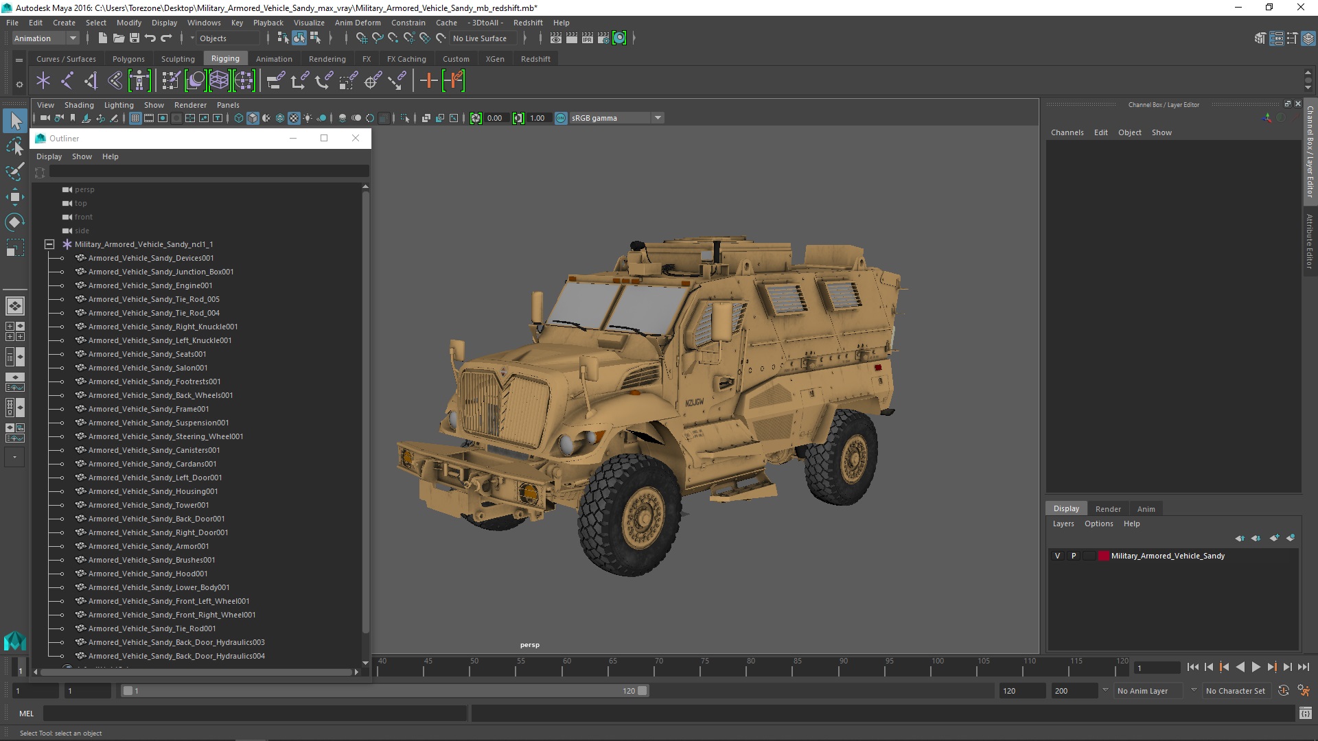 3D model Military Armored Vehicle Sandy