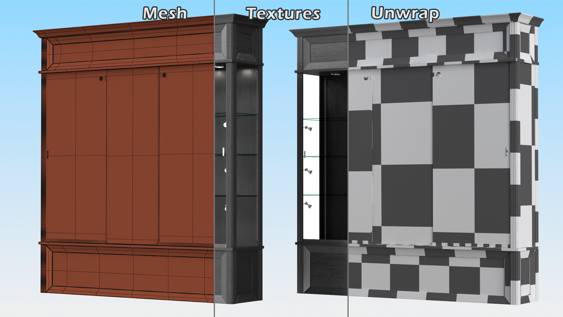 Trophy Display Case Black Illuminated 3D