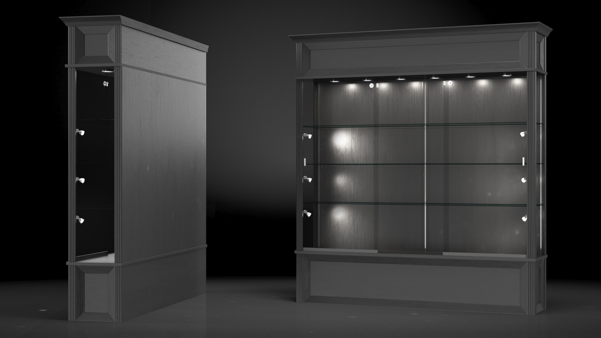 Trophy Display Case Black Illuminated 3D